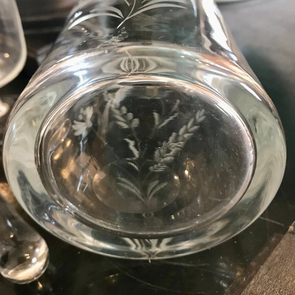 Etched Glass Barware Martini Cocktail Mixing Set: Jug Stick & 2 Glasses Handmade - Picture 5 of 6